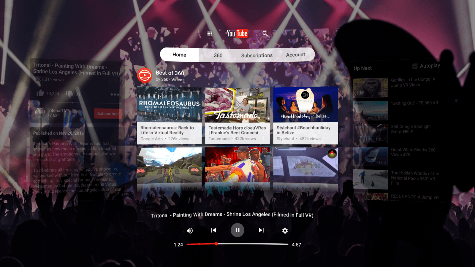 Google выпустил YouTube VR для Steam